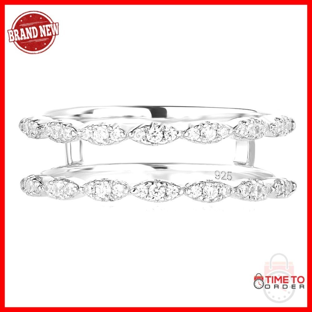 925 Sterling Silver Cubic Zirconia Stackable Wedding Ring Enhancer Size 4-12